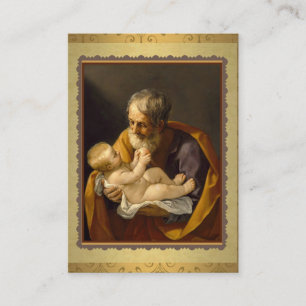 St. Joseph holding the baby Jesus  Memorare Prayer Business Card