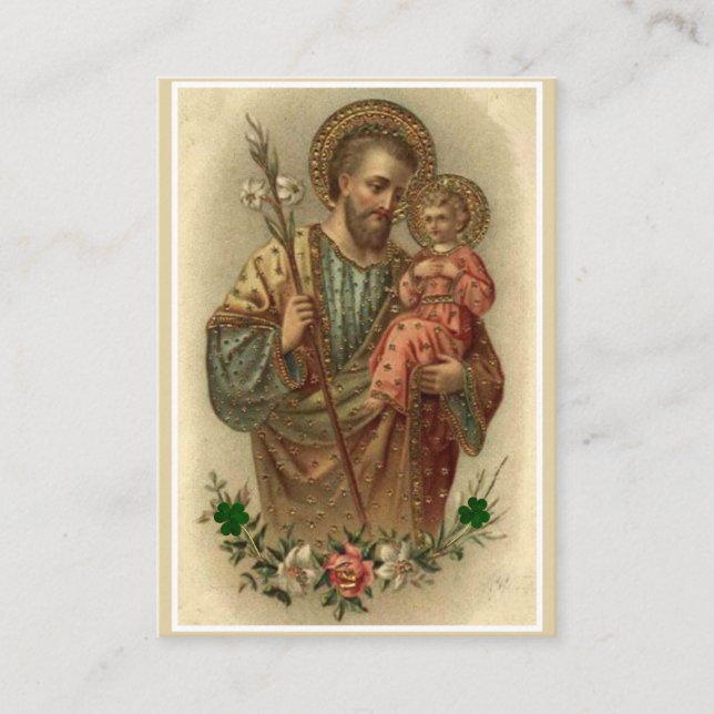 St. Joseph Jesus Catholic Prayer Shamrocks Business Card (Front)