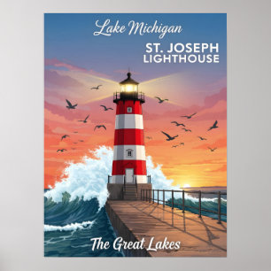 St. Joseph Lighthouse on Lake Michigan Poster