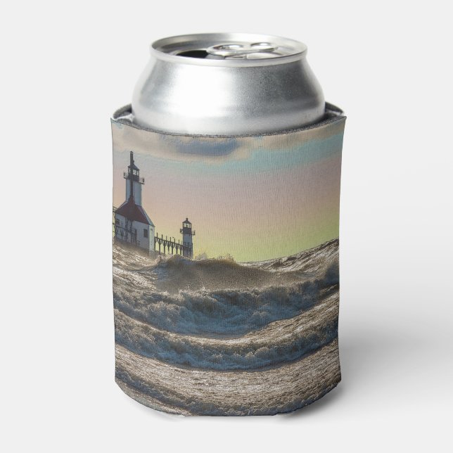 St Joseph Lighthouse Painterly Can Cooler (Can Front)