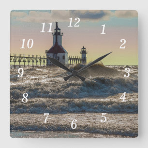 St Joseph Lighthouse Painterly Square Wall Clock