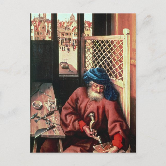 St. Joseph Portrayed as a Medieval Carpenter Postcard (Front)