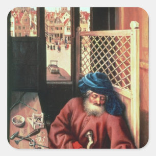 St. Joseph Portrayed as a Medieval Carpenter Square Sticker