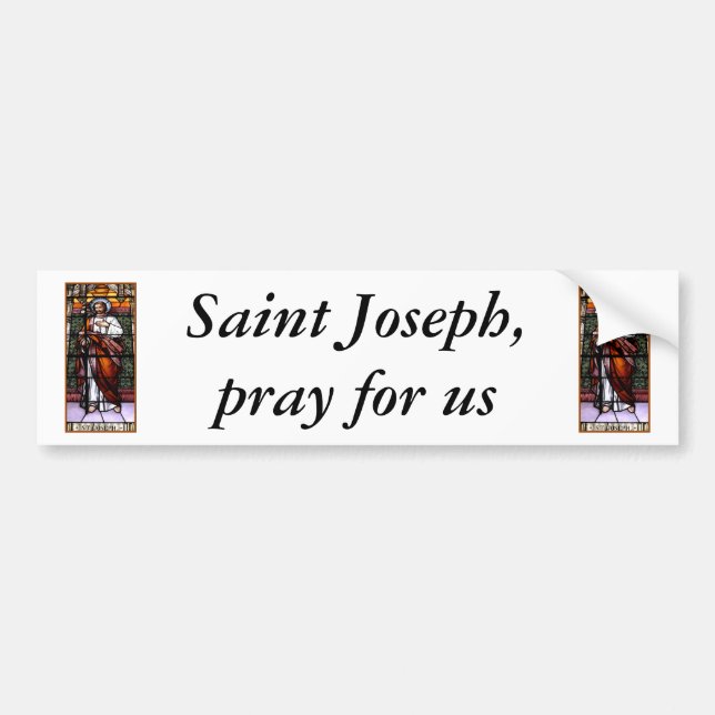 St. Joseph pray for us - stained glass window Bumper Sticker (Front)