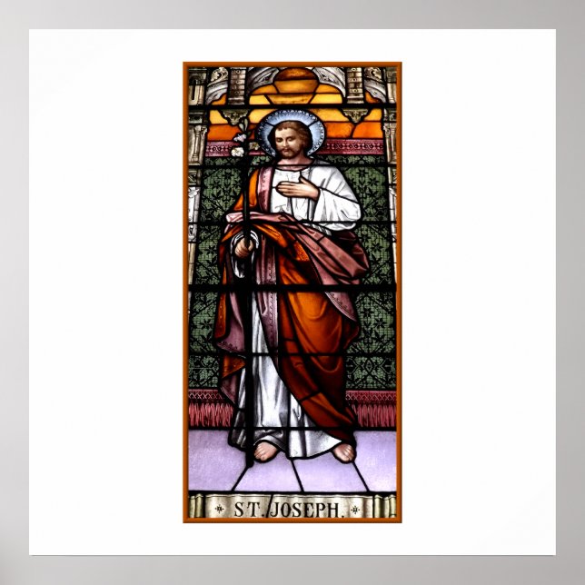 St. Joseph pray for us - stained glass window Poster (Front)