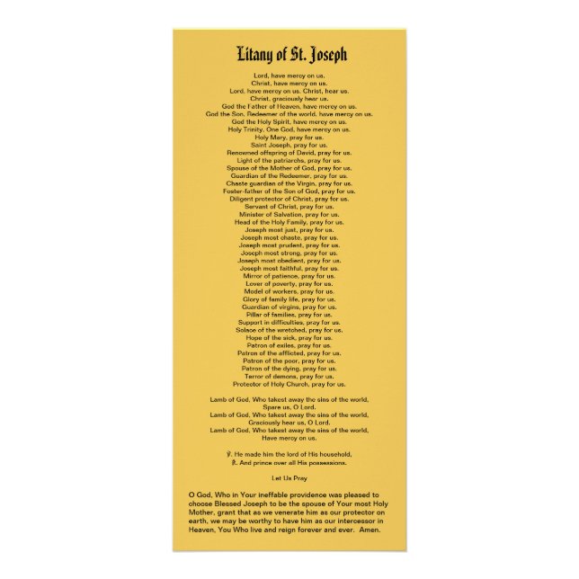St. Joseph, Protector of the Church, with Litany Rack Card (Back)