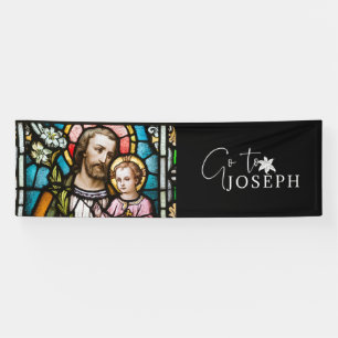 St. Joseph Stained Glass Religious Jesus Banner