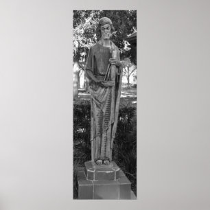 St. Joseph Statue Black And White Photograph Poster