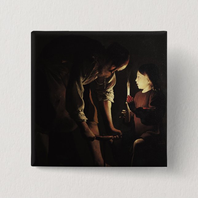 St. Joseph, the Carpenter, c.1640 2 Inch Square Button (Front)