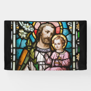 St. Joseph Vitrail Religieux Jésus Bannière