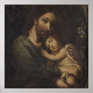 St Joseph with a Sleeping Jesus Poster