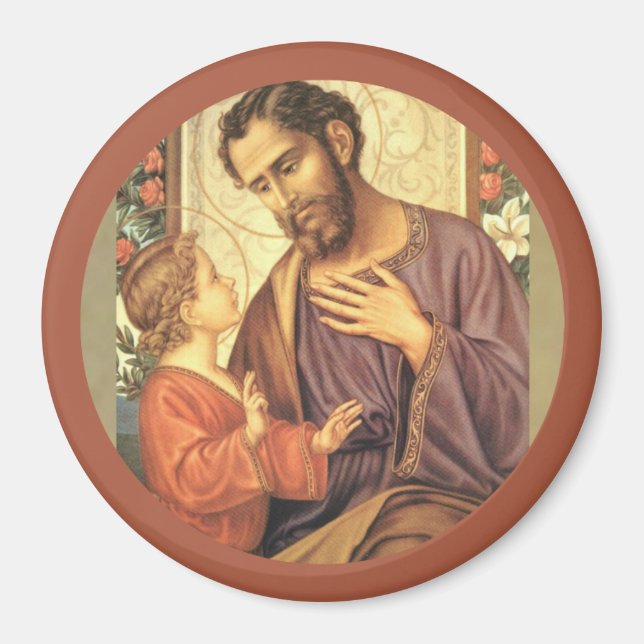 St. Joseph with Child Jesus Lily Magnet (Front)