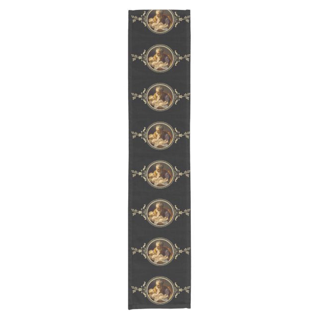 St. Joseph with the Child Jesus Gold & Black Short Table Runner (Front)