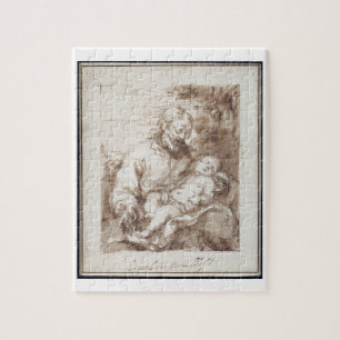 St. Joseph with the Sleeping Christ Child (pen & b Jigsaw Puzzle