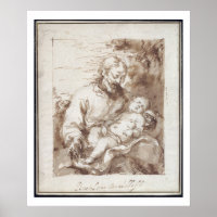 St. Joseph with the Sleeping Christ Child (pen & b