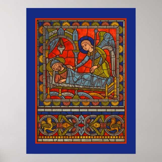 St. Joseph's Dream Stained Glass Chartres Window Poster (Front)
