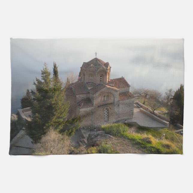 St. Jovan's Church on Lake Ohrid, Macedonia Kitchen Towel (Horizontal)