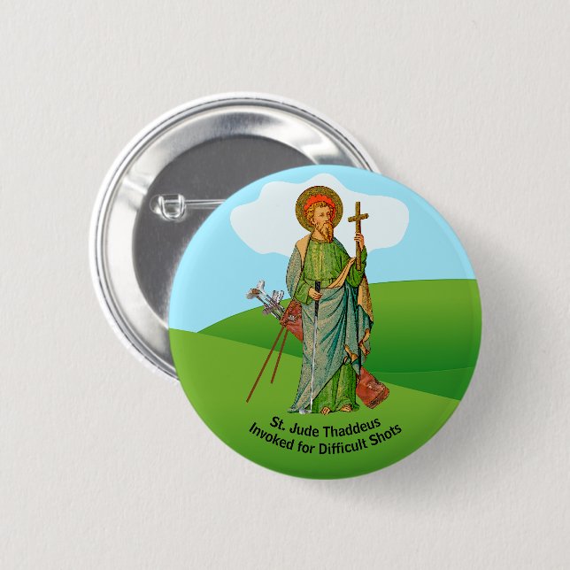 St Jude Thaddeus, Invoked for Difficult Golf Shots 2 Inch Round Button (Front & Back)