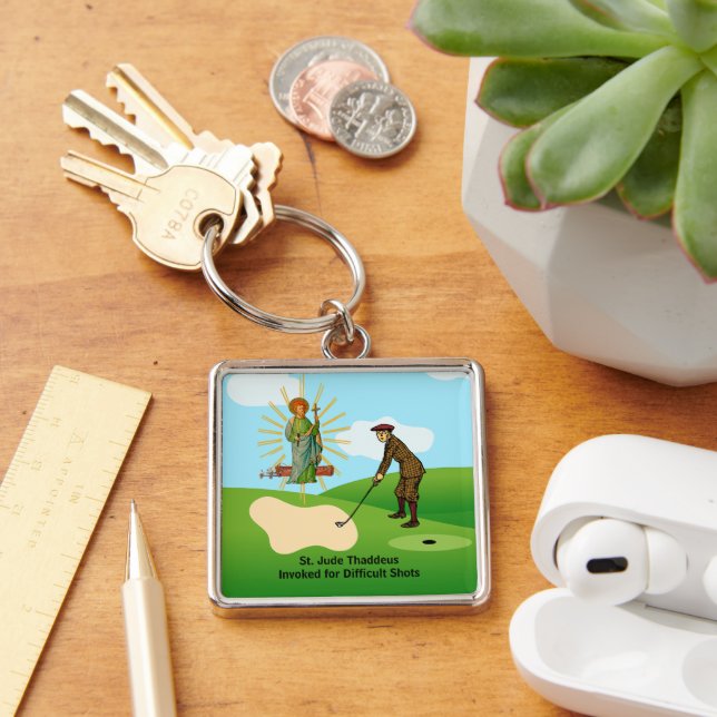 St. Jude Thaddeus & Panic-stricken Duffer Keychain (Desk)