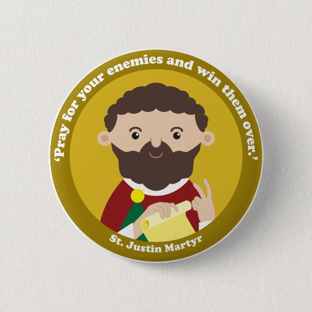 St. Justin Martyr 2 Inch Round Button (Front)