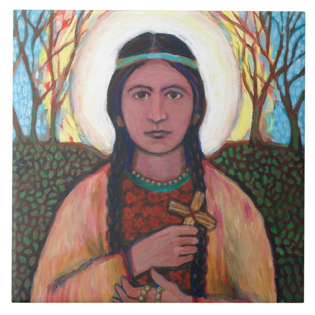 St Kateri Tekakwitha Tile (Front)