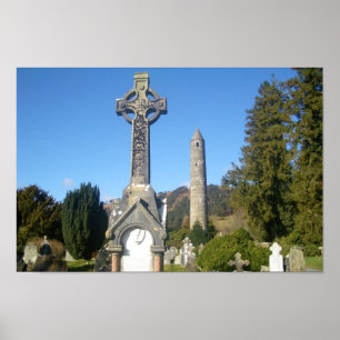 St. Kevin's Cross and the Round Tower Poster