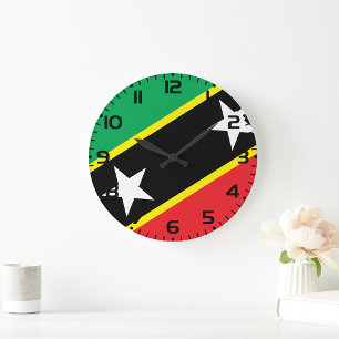 St Kitts And Nevis Flag Large Clock