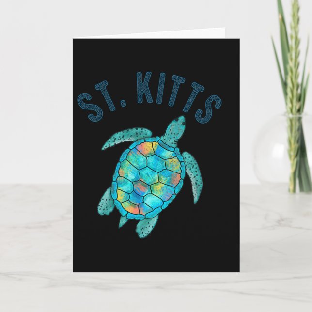 St Kitts Beach Design Sea Turtle Illustration Gift Card (Front)