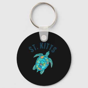 St Kitts Beach Design Sea Turtle Illustration Gift Keychain