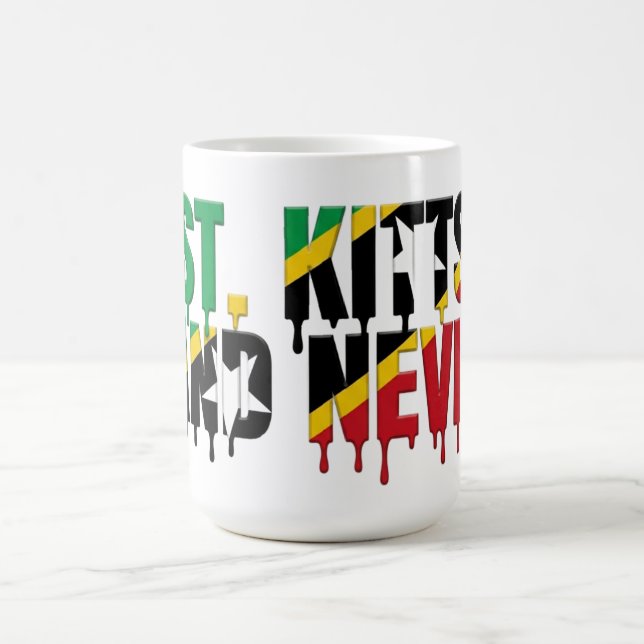 St. Kitts Drip Text | Caribbean Flag Design | Fan  Coffee Mug (Center)
