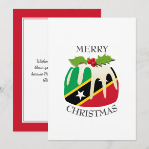 ST KITTS FLAG   Christmas Pudding   Festive Holiday Card