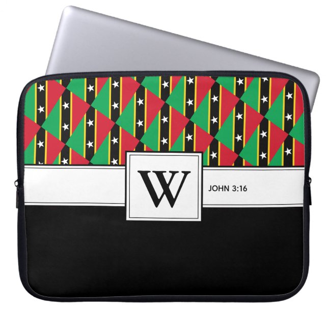 ST KITTS NEVIS Christian Scripture Laptop Monogram Sleeve (Front)