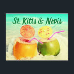St. Kitts & Nevis coconuts Postcard<br><div class="desc">2 coconuts on the beach,  customizable text</div>