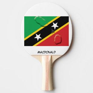 ST KITTS NEVIS FLAG & MAP Personalized Black Ping Pong Paddle
