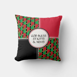 ST KITTS & NEVIS FLAG Patriotic God Bless Throw Pillow