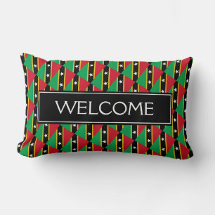 ST KITTS & NEVIS FLAG Patriotic WELCOME Lumbar Pillow