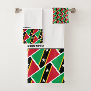 ST KITTS NEVIS FLAG Personalized Scripture WHITE Bath Towel Set