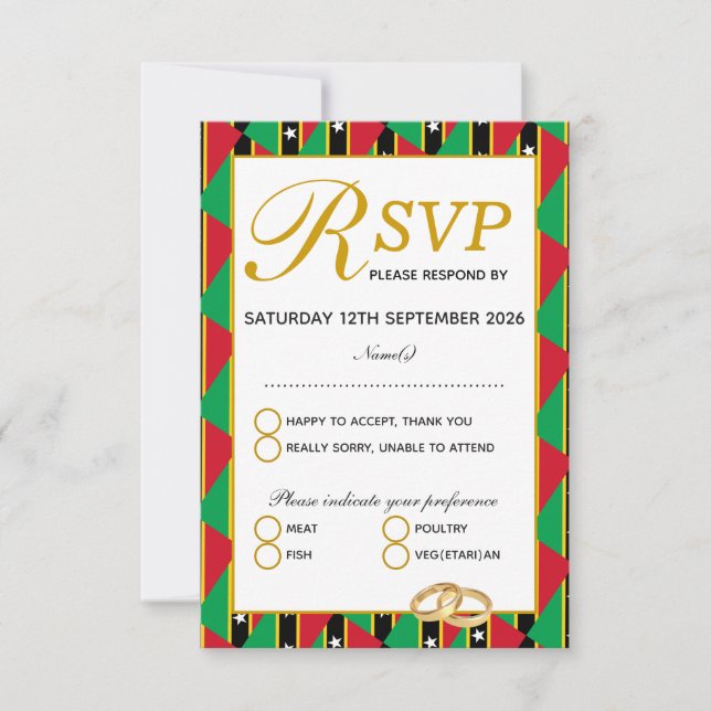 ST KITTS NEVIS Wedding Carte de réponse RSVP (Devant)