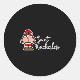 St. Knickerless Funny Mooning Santa Claus Christma Classic Round Sticker