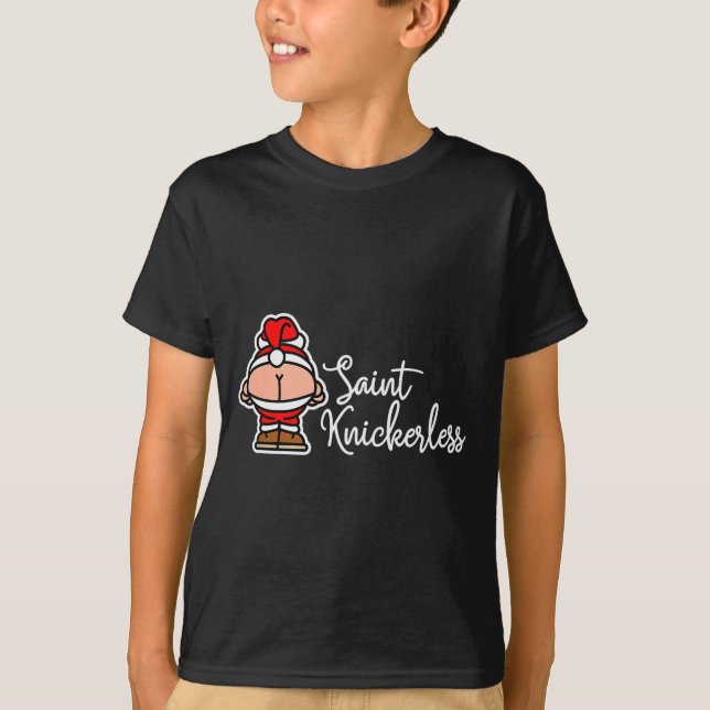 St. Knickerless Funny Mooning Santa Claus Christma T-Shirt (Front)