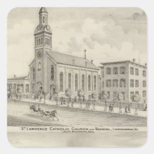 St Lawrence Catholic Church and School Square Sticker