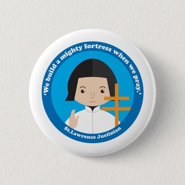 St. Lawrence Justinian 2 Inch Round Button (Front)