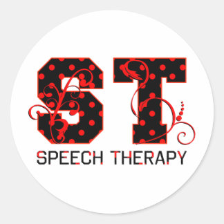 st letters black and red polka dots shadow classic round sticker