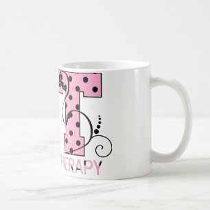 st letters pink and black polka dots coffee mug