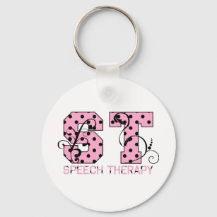st letters pink and black polka dots keychain