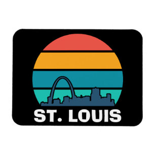 St. Louis Arch Retro Sunset Cityscape Photo Magnet