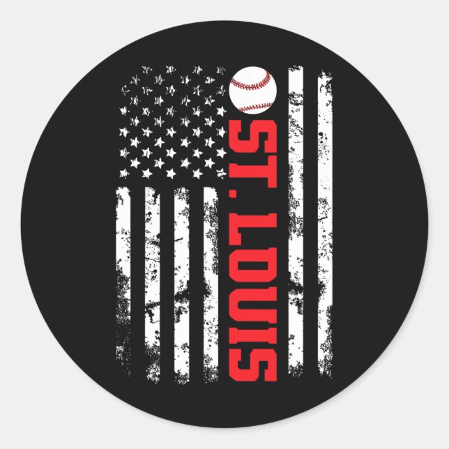 St. Louis Baseball Usa Flag  Classic Round Sticker (Front)