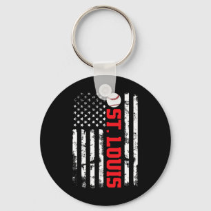 St. Louis Baseball Usa Flag Keychain