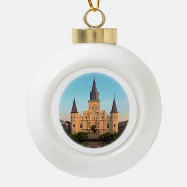 St. Louis Cathedral Ceramic Ball Christmas Ornament (Front)