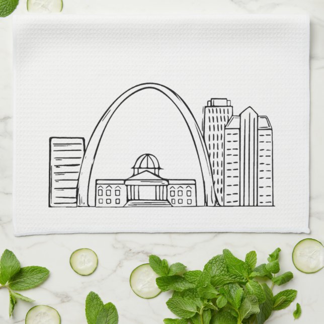 St. Louis Drawng Dishtowel - Kitchen Towel (Folded)